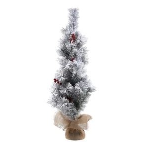 ALBERO NATALE INNEVATO CON BACCHE E PIGNE BASE JUTA CM 60 - Imagen 1 de 1