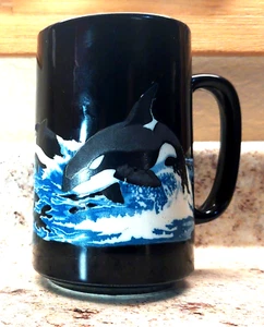 Taza Otagiri, orcas in the wave, 5" de alto, de Ann Rule Estate - Imagen 1 de 2