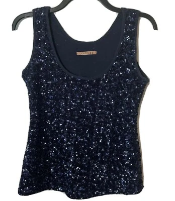 Velvet by Graham & Spencer Sequins Tank Top Womens S Blue Scoop Neck Sleeveless - Image 1 of 4