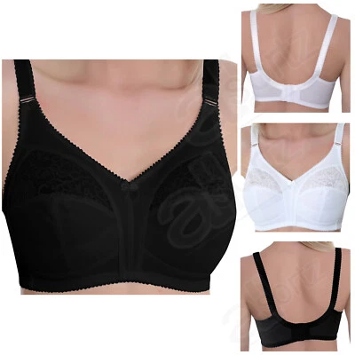 Sujetador sin aros damas soporte firme completo sin cables ribete de encaje grande talla grande Reino Unido Foto 1 de 4