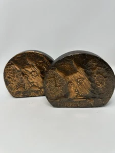 Vintage Buchstützen rustikal Kupfer auf Holz - Bild 1 von 12