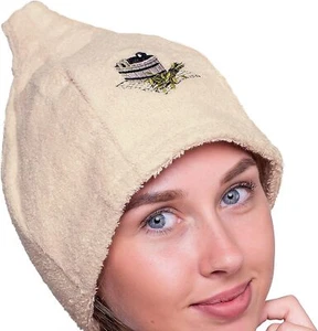 Sauna Hat 100% Cotton Cap Bath House Kit Universal Banja Schapka Saunahut beige - Picture 1 of 4