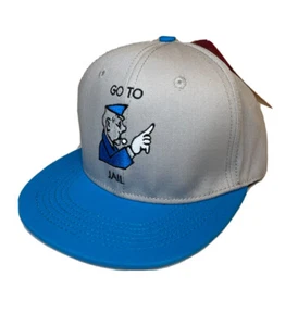 Monopoly Hasbro Snapback Cap Go To Jail Police Man Embroidered Cap Blue & Grey  - Picture 1 of 9