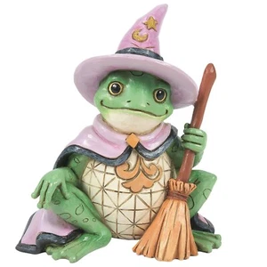 Jim Shore Heartwood Creek Frog Witch With Broom Mini Halloween Figurine 6014478 - Picture 1 of 4
