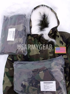 Nueva Chaqueta Parka Goretex Ejército de los Estados Unidos Clima Frío Húmedo Generación 1 ECWCS Woodland + Capucha de Piel - Imagen 1 de 17