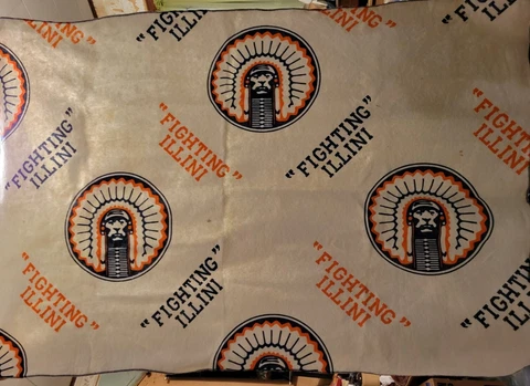 Vtg Chief Illiniwek University Of Illinois Fighting Illini Stadium Blanket Cover
