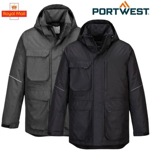 PORTWEST Waterproof Insulated Parka Jacket Winter Hood Quilt Lined Coat KX360 - Picture 1 of 14