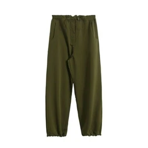 Lady Cargo Harem Pants Trousers Loose High Waist Elastic Ankle Cuff Casual Solid - Picture 1 of 14