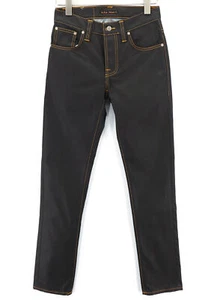 Nudie Jeans Grim Tim Hombre Vaqueros W28/L32 Ajustado Algodón Puro Negro - Imagen 1 de 8