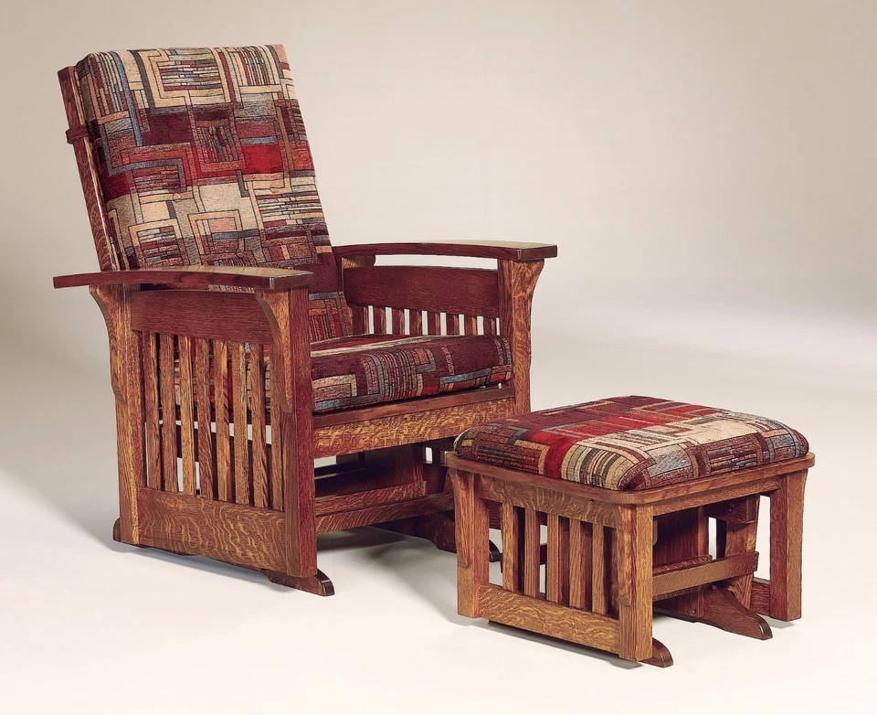 Silla planeadora Amish Mission artes y manualidades taburete otomano arco brazo listón madera maciza Foto 1 de 1