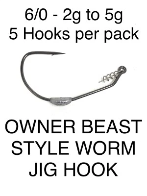 LURE FACTORY 6/0 BESITZER BEAST STYLE GEWICHTET EXTRA BREIT WURM JIG HAKEN & TWIST PIN 2g bis 10g