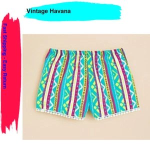 Vintage Havana Girls' Neon Print Shorts, Turquios,  Large - Picture 1 of 1