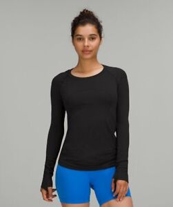 Lululemon Run Swiftly Tech Long Sleeve Shirt Black Running Top Women's Size 2