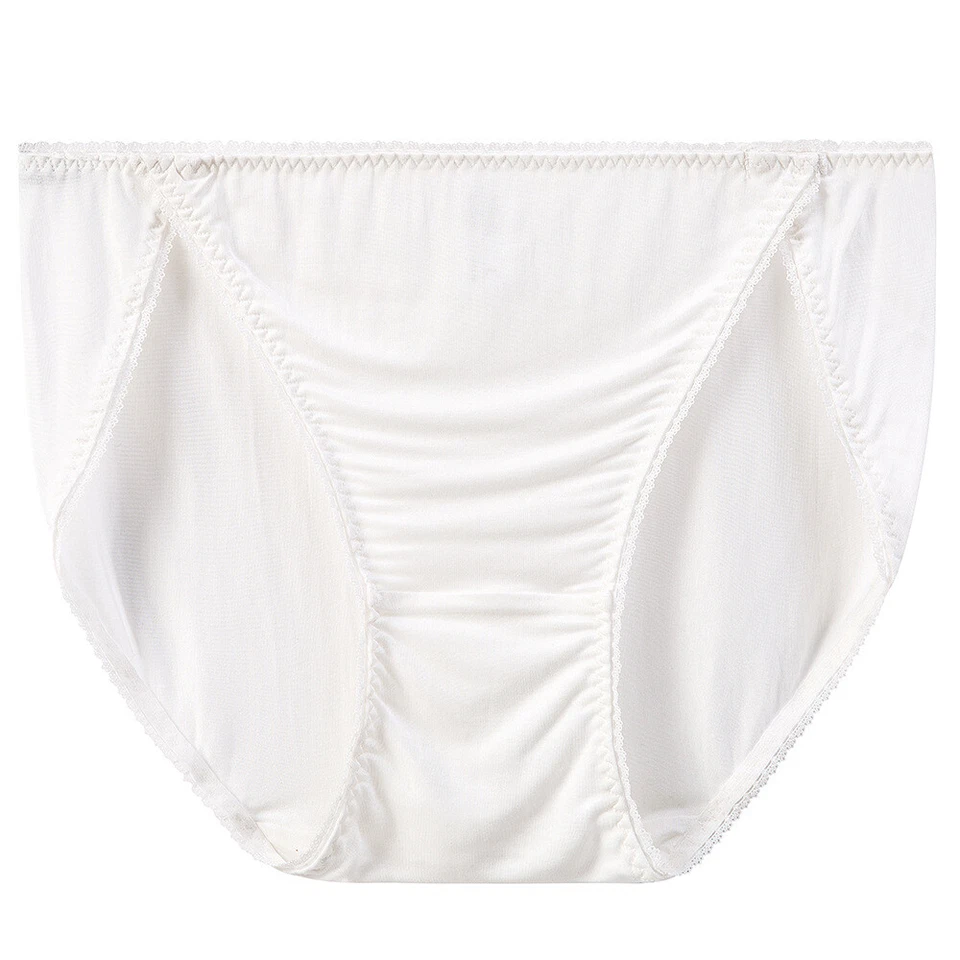 2 Pairs/lot Womens Nature Silk Panties Briefs Bikinis Underwear High Slit Briefs - Image 1 of 4