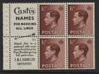 1936 1½d RED BROWN KEVIII ADVERT 'CASH'S BOOKLET PANE OF SIX. SG 459a