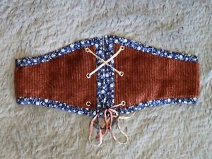 XS Maroon and Navy Corset Belt Cinch Lace Up Renfest LARP Witch