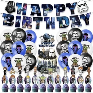 Star wars Kids Birthday Party Decoration Flag Banner balloons cupcake topper - Picture 1 of 5