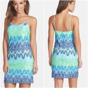 Lilly Pulitzer Zigzag Crotchet Knit Slip Dress Green Blue Size S - Picture 1 of 7