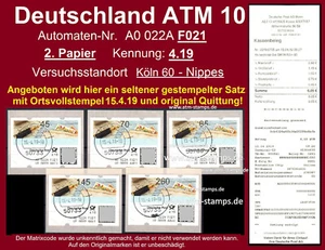 Federal ATM 10 Self Adhesive / F021 / 2. Pap/4.19/set full O + AQ/Brühl 1 - Picture 1 of 2