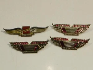 Western Airlines Junior Pilot Junior Stewardess Wings Set of 4 - Picture 1 of 4