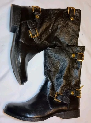 Steve Madden - Mid Calf Boot - Black Leather - Buckle/Zip Design - 6.5 - Image 1 of 4