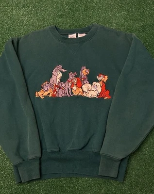 Suéter Vintage Años 90 Disney Dama y El Vagabundo Bordado De Colección Cuello Redondo Talla M Foto 1 de 3
