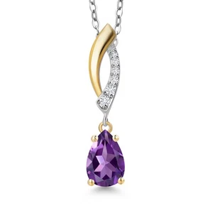 925 Silver 10K Yellow Gold Gemstone Birthstone Lab Grown Diamond Teardrop - Picture 1 of 114