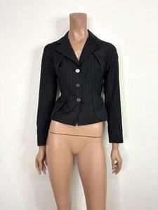 Vtg Vivienne Westwood 80s Black Pinstripe Jacket UK8 XS - Picture 1 of 13