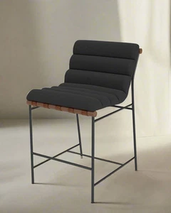 Denver Modern Vail Bar Stool Charcoal Boucle White Oak Dowel FFE258-259 - Picture 1 of 3