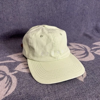 Sombrero trasero con correa de lona Stussy SS Basic Logo deletreado OSFA como nuevo verde lima unisex Foto 1 de 4