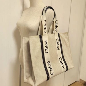 Large Chloe Woody Canvas Tote Bag Stylish Shopping Tote Durable Everyday Use - Picture 1 of 9