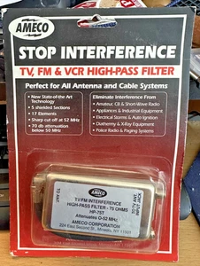 NEW AMECO TV/FM Interference HI-Pass Filter HP-75T 75 OHMS 0-52mHZ - Picture 1 of 1