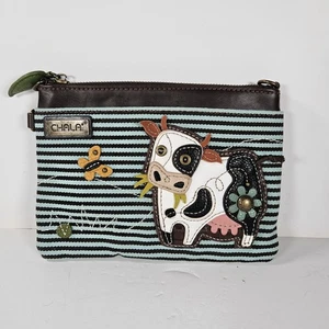 Chala Kuh wandelbare Handtasche Umhängetasche Clutch blau Streifen Western ohne Riemen - Bild 1 von 10