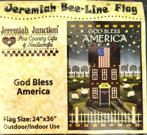 Jeremiah Bee-Line Flag God Bless America 24"x36" New In Bag American Primitive - Picture 1 of 7