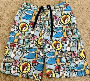 Buc-ee's Beaver Swim Trunks Shorts Multicolor Youth XS Palm Trees Tropical - Picture 1 of 5