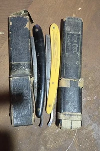 Straight Blade Lot Of 2 With Boxes Black & Yellow JR Torry Geneva Cutlery  - Picture 1 of 13