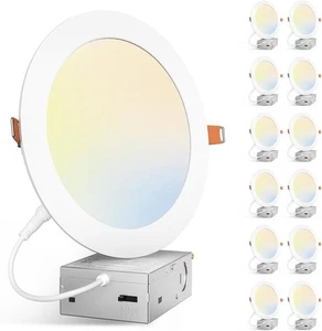 Amico 12 Pack 7 Inch 5CCT Ultra-Thin LED Canless Recessed Ceiling Lights - Picture 1 of 7