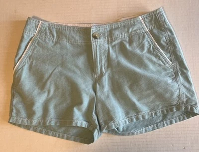 Pantalones cortos Columbia PFG para mujer 6 bolsillos chinos de algodón azul verdoso claro tiro medio Foto 1 de 4