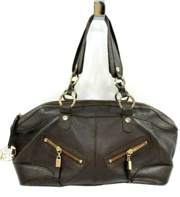 ELLIOT LUCCA Large Brown Luxurious Leather Tote Hobo Bag Handbag Purse Zips  - Image 1 of 4