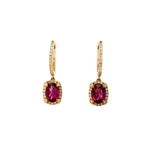 EFFY Rhodolite Garnet Halo Earrings Rare Diamond Prongs 2.45 carat total weight - Picture 1 of 7