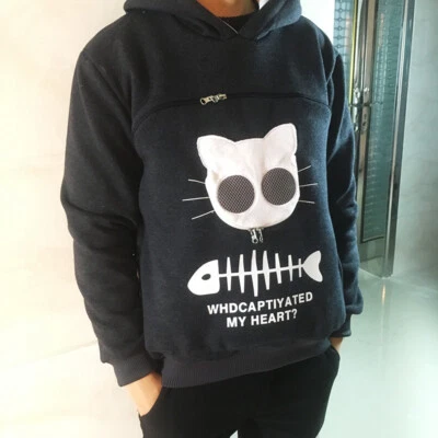 Kangaroo Holder Carrier Coat Tops Pouch Women's Hoodie Large Pocket Pet Dog Cat — 第 1/4 张图片