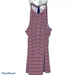 Michael Kors Damen Tank Tunika rot weiß blau mit silbernen Kettengliedern Trägern S - Bild 1 von 5