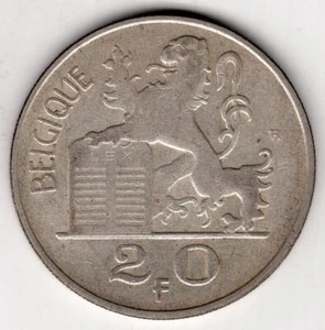 1950 BELGIUM  20 FRANCS SILVER WORLD COIN KM-140 - Picture 1 of 2