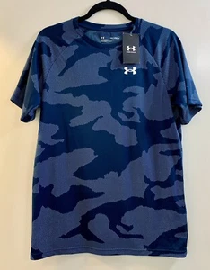 New Under Armour Youth Camo Blue Short Sleeve Loose Fit T-Shirt Sz. YXL - Picture 1 of 6