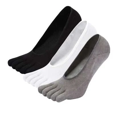 Womens Mens 3 Pairs Toe Sockettes No Show Five Fingers Cotton Socks - image 1 of 4