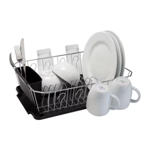 Dish Drying Rack Shelf Draining Mat Black Drainer Kitchen Sink Tray Lightweight - Picture 1 of 9