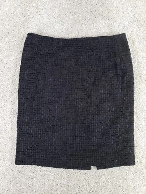 Falda Lápiz Escada Margaretha Ley Tweed Lana Talla 42 Negra Carrera Foto 1 de 4