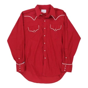 1960's/70's Made in USA Western Rockmount Shirt - Large Red Polyester Blend - Picture 1 of 9