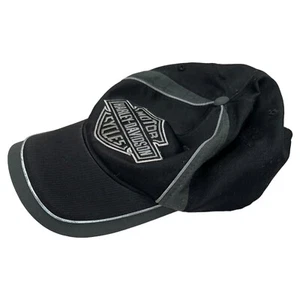Harley Davidson Logo Strapback Hat Black Grey Adjustable Strap Reflective 9/2011 - Picture 1 of 10