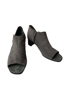 Munro Sable Grey Suede Open Toes Helle Booties Shootie Sandals Ladies Size 10 M - Picture 1 of 10